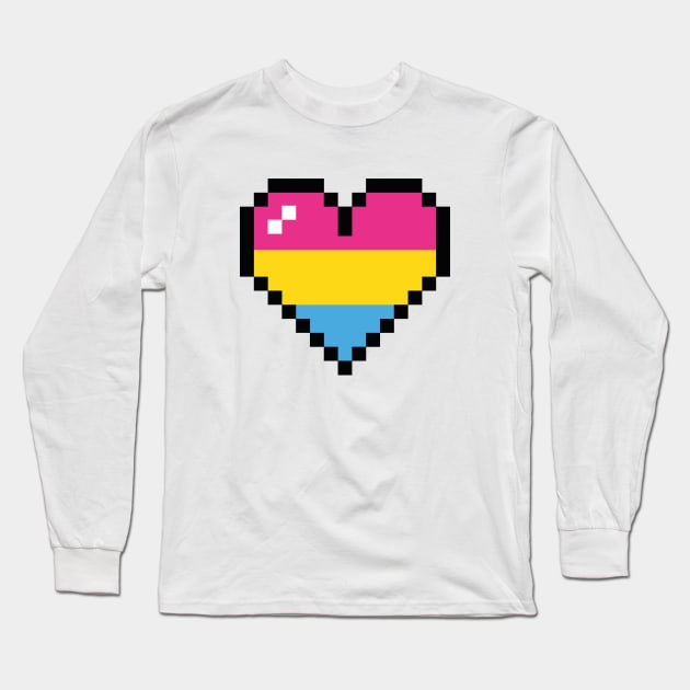 Pansexual 8 bit heart Long Sleeve T-Shirt by MandyDesigns